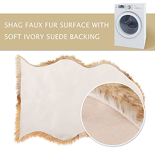 Asrug Soft Faux Fur Pet Mat Plush And Fluffy Ultra Cozy Pet Throw Rug For Dogs Cats, Luxury Soft Faux Sheepskin Chair Cover Seat Pad Shag Fur Area Rugs For Bedroom, 24 By 36 Inches (Brown&White) #TOP5