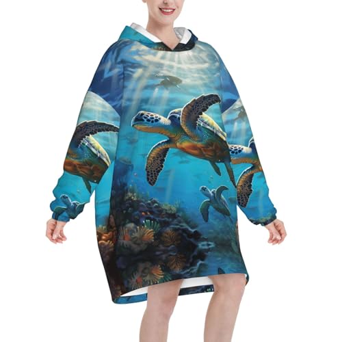 Couverture à capuche tortue de mer idée cadeau Noël et anniversaire - 2