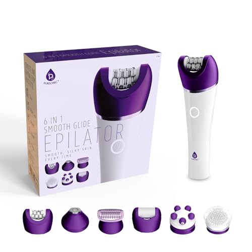 Pursonic 6-in-1 Smooth Glide Epilator for Women, Wet & Dry