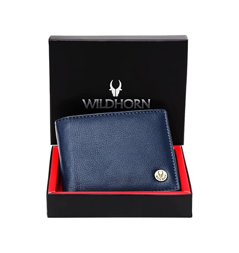 Image of WildHorn Rfid Protected Leather Wallet For Men,Navy Blue
