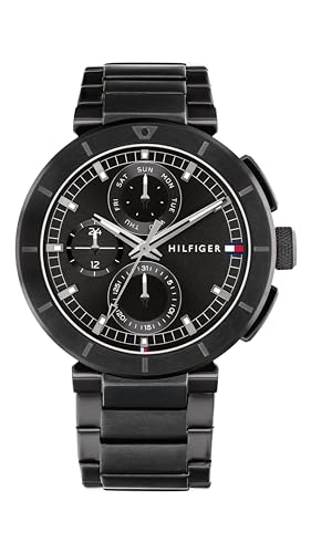 Tommy Hilfiger Multi Zifferblatt Quarz Uhr für Herren mit Schwarzes Edelstahlarmband - 1792119