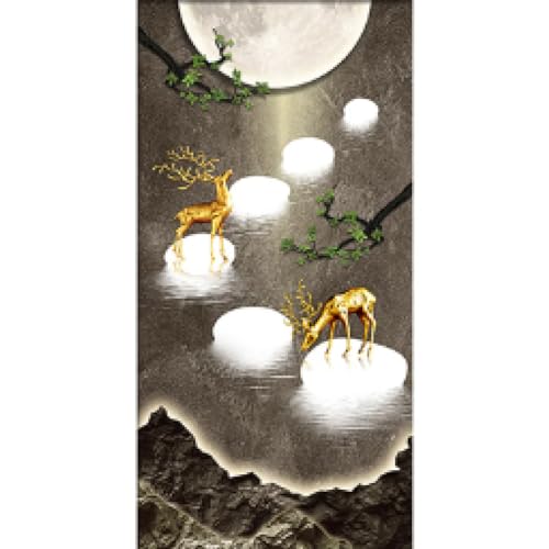 Affiches de cerf chanceux en or impressions sur toile tableau d art mural abstrait 75x150cm