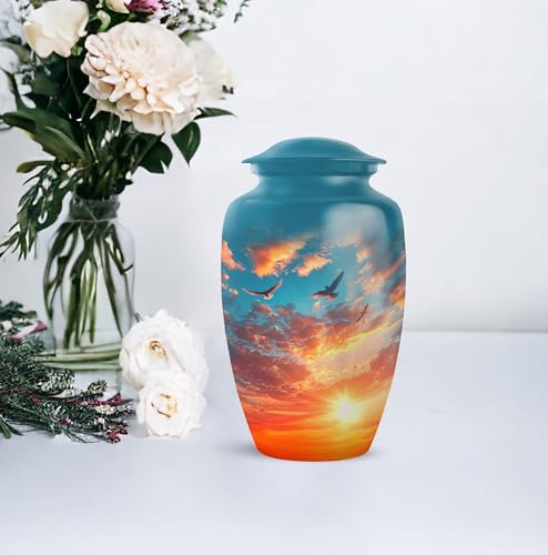 Image of Personalized Sunset Sky - Burial Urn for Ashes for Men - Large Urns for Human Ashes Adult Male - Decorative Funeral Urns for Women - 10 Inch - Large with Velvet Bag - Human Urns for Ashes