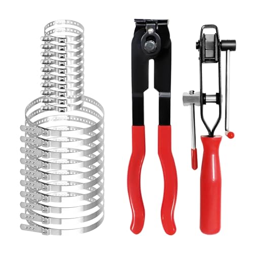 22 Pcs Auto CV Joint Boot Clamp Pliers Set, Car Banding Tool Kit With 2 CV Boot Clamp Pliers, Hose Band Axle Pliers, Dust Cover Clip Removal Repair Accessories, Red