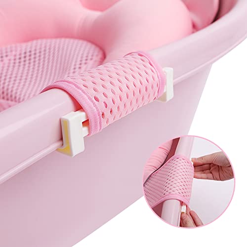 Image of Baby Flotation Bath Cushion Infant Bath Seat Support Net Newborn Bathtub Mesh Pad with Pillow Baby Shower Lie Seat Toddler Bathing Shower Breathable Mat for 0-24 Months