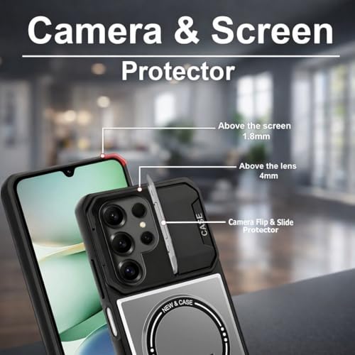 Image of Knotyy Sliding Camera Case for Samsung Galaxy A36 5G with 360 Ring Kickstand | Camera Lens Protector | Kickstand for Samsung Galaxy A36 5G (Grey)