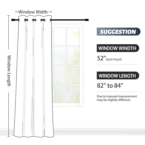 Image of SimpleHome Ombre Room Darkening Curtains 84 inches Length for Bedroom,Grommet Gradient Light Blocking White to Blue Window Curtain for Living Room,1 Panel, 52x84 inches