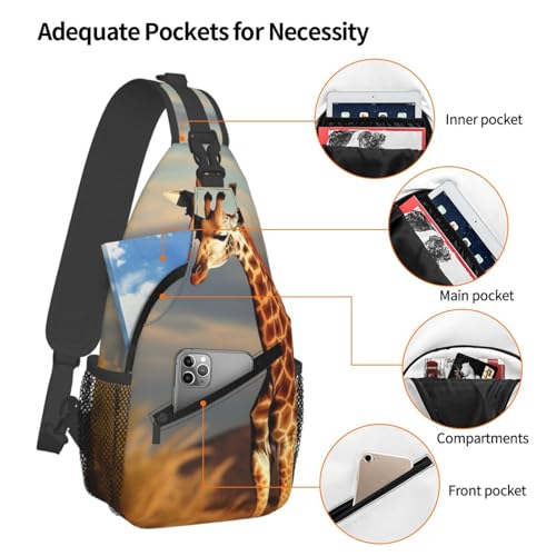 Bolso tipo Sling para hombre y mujer con diseño de jirafa miniatura 3