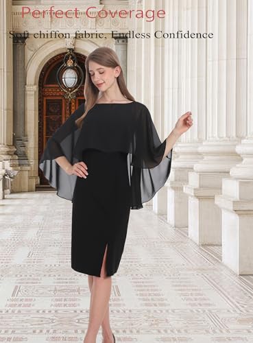 Baoqiya Women's Capelet Shawls and Wraps for Evening Dresses Soft Bridesmaid Shawl Chiffon Cape Wedding Cover Up2