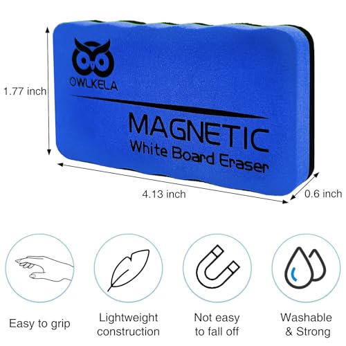 OWLKELA Dry Erase Erasers, Magnetic Whiteboard Erasers 8 Pack, Magnetic Dry Erasers for White Board, White Board Markers Dry Erase, Ideal for Classroom, Home, Office image 1