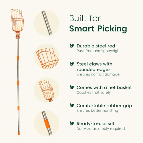 Image of Kyari Fruit Plucker | Strong Metal Claw for Easy Fruit Picking from Trees | Lightweight, Durable & Rust-Resistant | Ideal for Mangoes, Guavas, Sapotas & More