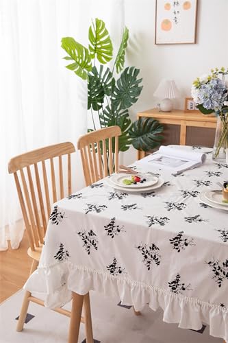 Nappe coton 150x150 KnSam fleur brodée nappe carrée anti-tache volant - 5