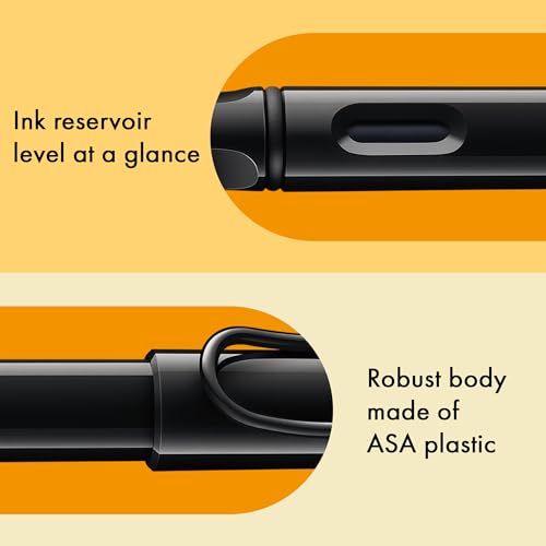 Image of Lamy safari multicolor Fountain Pen Set all black - Special Edition with 6 Interchangeable Colored Rings - Steel Nib in Width M - incl. blue Ink Cartridge T10 & Gift Box