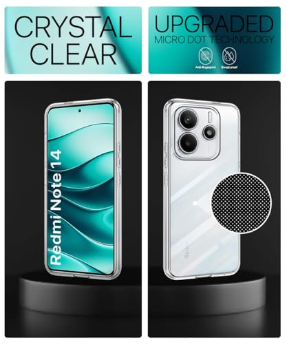 Image of WOW IMAGINE Transparent Back Cover Case for Redmi Note 14 SE 5G | Redmi Note 14 5G | Raised Bumps for Full Device & Camera Protection Shockproof TPU Silicone Mobile Case - Transparent