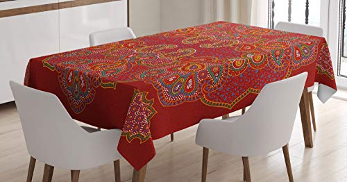 ABAKUHAUS Mandala Tischdecke, Motiv Traditionelles Paisley, Pflegeleicht...