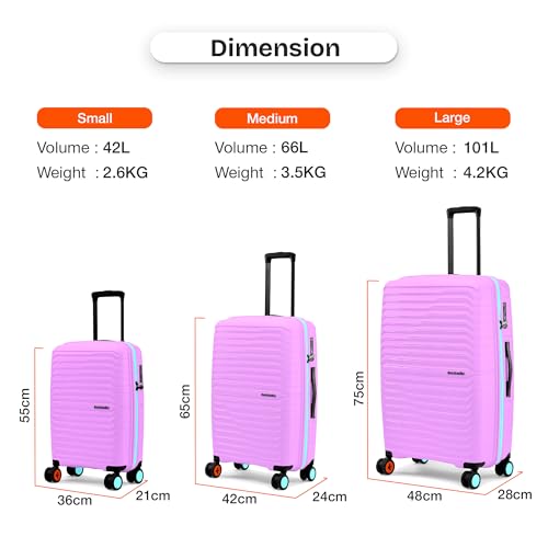 Image of Nasher Miles Cairo Hard-Sided Polypropylene Check-in Luggage 28 inch | 75cm | 8 Wheels Large Trolley Bag for Travel | Suitcase (Purple & Blue)