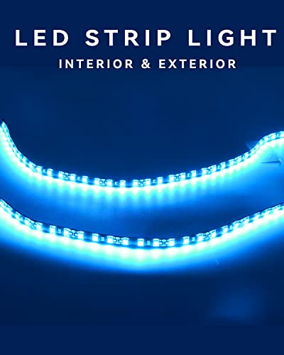 Image of Keiurot 12V Led Light Strip 24 inch Connectable Ice Blue Led Strip Lights for Cars Golf Cart Motorcycle Boat Trucks Waterproof Led Strip Lights, 4Pack
