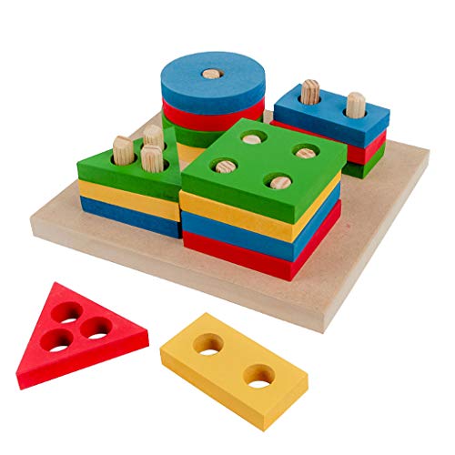 Prancha De Seleção Geométrica 16 Peças Em Madeira