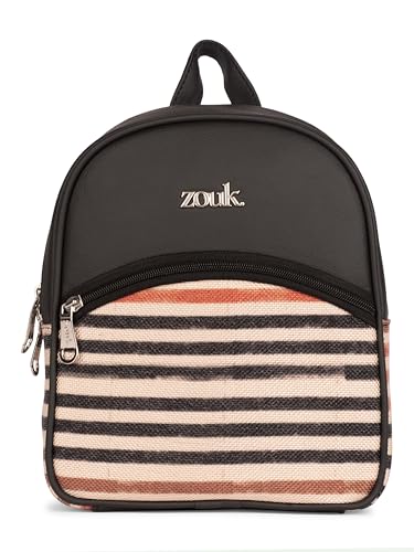 Image of ZOUK Dalila Mini Daypack | Stylish Small Backpack for Women | Compact | Bag for Girls | Daily College Use | Travel Day Pack | Vegan Leather | Handcrafted | Water-Resistant