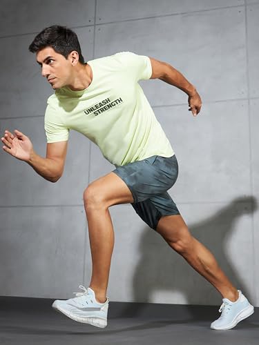 Image of TECHNOSPORT Men's Regular Fit All Over Print Stretchable Shorts with Quick Dry, Anti Odour for Gym, Sports and Regular Use
