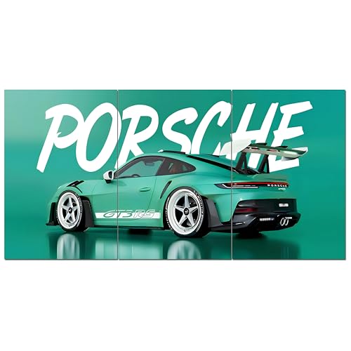 Image of Posternet Super Car Split Poster Set, 12 inch x 18 inch, Split Design Wall Decor Posters For Bedroom, Living Room, Office. (Porshe)