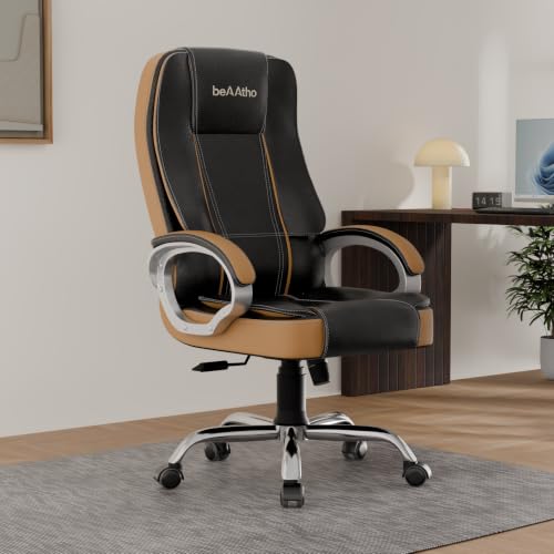 beAAtho Vintage Executive High Back Ergonomic Leatherette Black Tan - Image 2