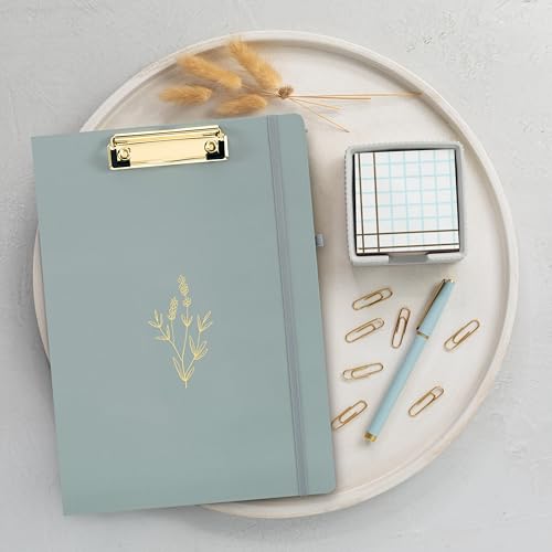 Image of Aesthetic Clipboard Folio with Refillable Lined Notepad & Interior Pocket - Cute Padfolio /Legal Pad Holder for Women - Easily Organize Notes at Work, School, or Home