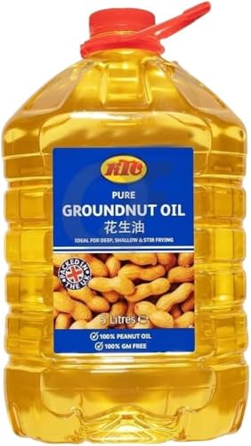 Groundnut Oil 5Ltr FromKTC Brand Cooking Oil Deep Or Shallow Frying Vegan and Gluten-Free Product of India Pack of 1