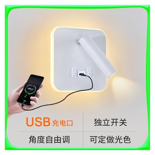 Aplique de pared LED rectangular blanco con puerto de carga USB para cabecero de dormitorio 3