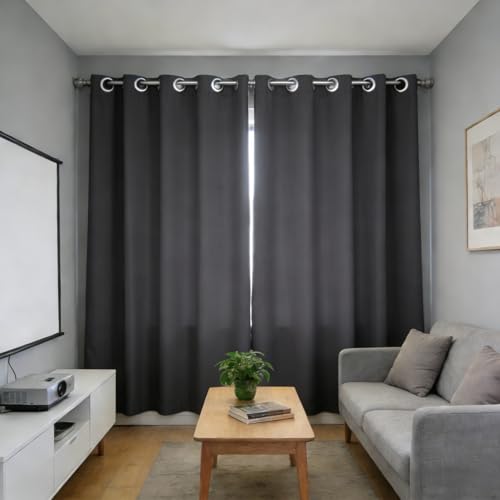 Cortina Térmica Gris Oscuro Bloqueo de Luz Eficiente para Ventanas de Casa 2
