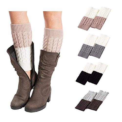 Bestjybt Womens Short Boots Socks Crochet Knitted Boot Cuffs Leg Warmers Socks (Multicolor L)