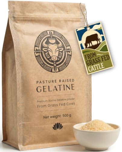 Beef Gelatine - 500g - Pure Bovine Gelatine - 240 Bloom - Collagen Rich Gelatin for Cooking Drinking and Bone Broth - Grass Fed Cattle