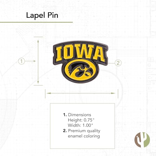 Image of Desert Cactus University of Iowa Lapel Pin IOWA Hawkeyes Made of Metal for Formal Wear, Bag and Hat Jewelry, and Tie Tack