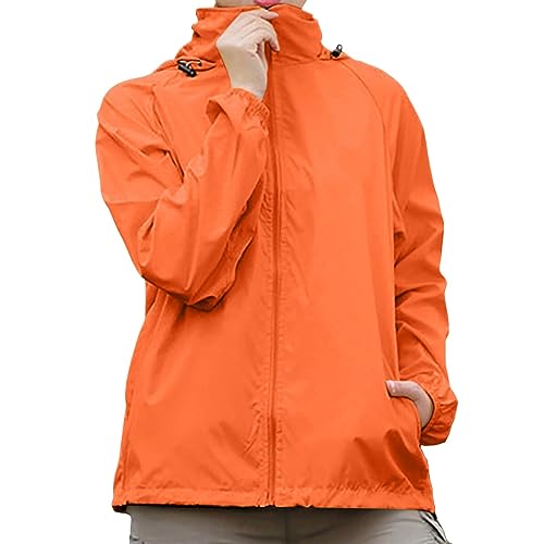 Genérico Chubasquero Mujer Cortavientos Mujer Chubasquero Impermeable Ligera Abrigo de Lluvia con Capucha y Bolsillo para Exteriores Gabardina Plegable Transpirable Cremallera Cazadoras Raincoat