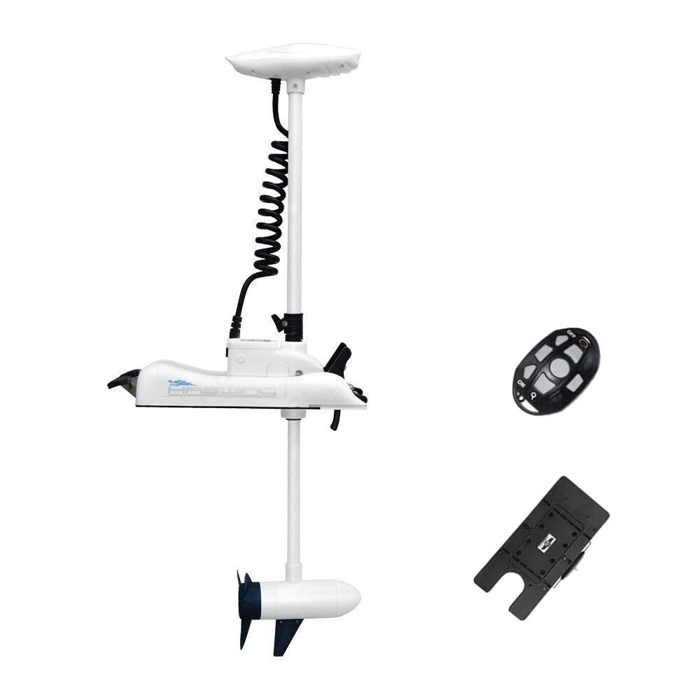 AQUOS Haswing White 12V 55LBS 48inch Bow Mount Trolling Motor with Remote Control, Quick Release Bracket for Inflatable Boat Kayak Bass Boat Aluminum Boat Fishing Freshwater and Saltwater Use