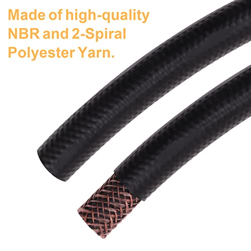 Jeemiter 1/4" ID Fuel Line Hose 5FT - SAE 30R7 NBR Rubber Replacement Kit With 10 Clamps - Short Length For Lawn Mower, Generator, ATV, Motorcycle & Small Engines