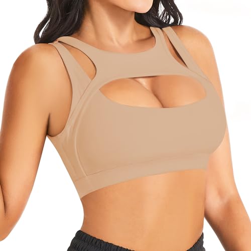 Image of Betaven Push up Sports Bra for Women Sexy Hollow Crop Tops with Removable Cups Workout Fitness Yoga Bra Medium Support