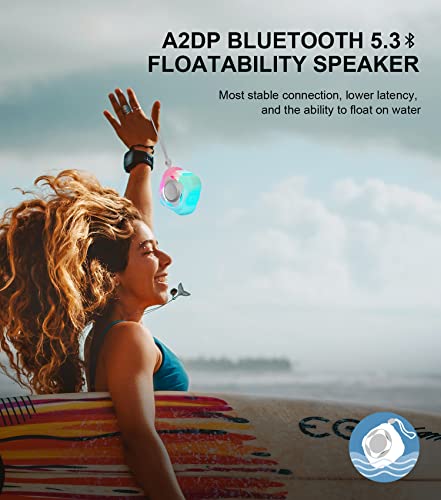 comiso Shower Bluetooth Speaker, Waterproof Bluetooth Speakers IPX7, Floating Portable Wireless Speaker with LED Light, Loud HD Sound and Bass for Travel Beach Shower, Ideal Gifts for Men and Women