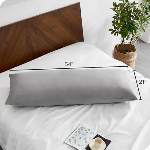 Image of Bare Home Microfiber Body Pillow Cover - Ultra Soft - Cooling Pillowcase - Double Brushed - Pillowcase with Zipper Closure - Easy Care (21''x54'' Body Pillow Cover, Light Grey)