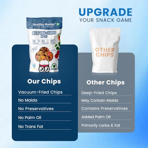 Image of Healthy Master Mixed Vegetable Chips - 30g | Beetroot, Palak & Carrot | Gluten-Free Vegetable Chips | No Maida, No Palm Oil | Low-Calorie | Healthy Snacks for Adults & Kids