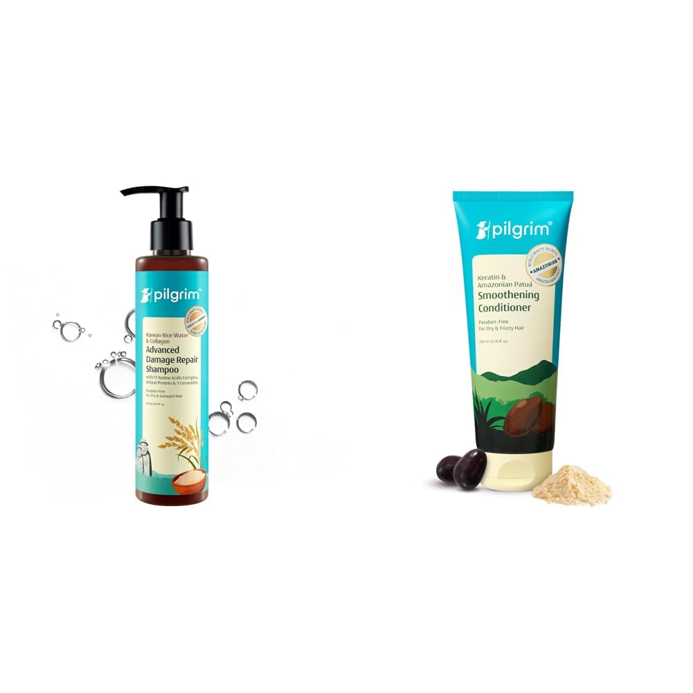 Pilgrim Korean Rice Water & Collagen Advanced Damage Repair Shampoo - 200ml & Amazonian Patuá & Keratin Hair Smoothing Conditioner-Unscented- For Dry & Frizzy Hair With Sacha Inchi-picture-43