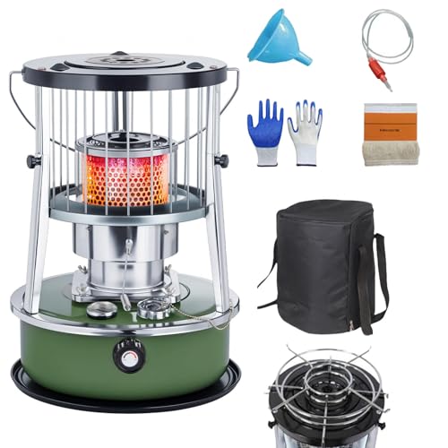 9000 BTU estufa de parafina Tanque de 4,6L estufas parafina Calefacción de emergencia sin electricidad Calentador para camping, garaje, hogar y emergencias.,militarygreen-height-increasing