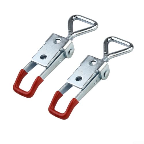 Zilimontt 2 abrazaderas horizontales con mecanismo de liberación rápida, sujeción de 100 kg, construcción de hierro galvanizado para carpintería y proyectos de bricolaje