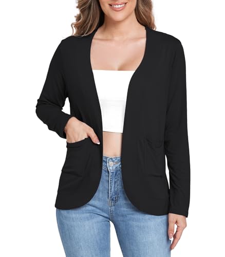 ADANIKI Women's Long Sleeve Cardigan with Pockets Lightweight Casual Loose Open Front Cardigans
