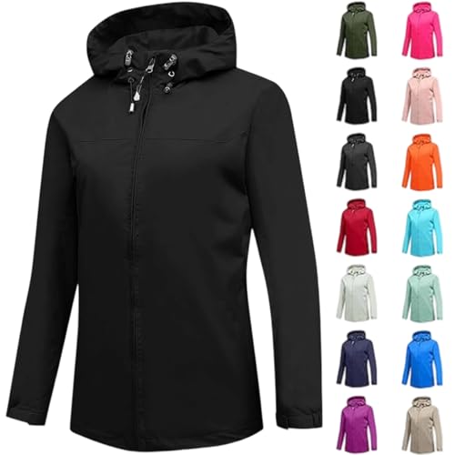 Rain Jacket Women Waterproof Lightweight Raincoats Zip Up Outdoor Hiking Windbreaker Jackets with Hood