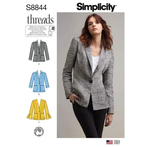 SimplicitySewing Pattern 8844 Jackets U5 (16-18-20-22-24)