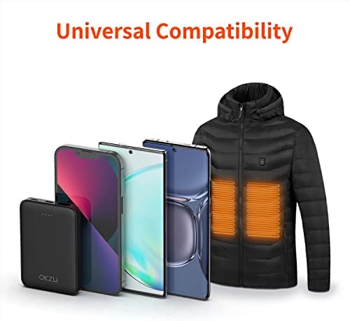 5V 2A 5000mAh USB power bank for heated Vest Jacket Gilet Scarf, OKZU Thin, Lightweight Small Portable Charger,Battery Pack for iPhone,Samsung,Heated Clothing