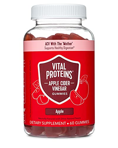 Vital Proteins Apple Cider Vinegar Gummies, 500mg Apple Cider Vinegar, Vitamin B12, Boost Your Digestion and Energy, 60 ct, 30-Day Supply, Apple Flavor