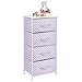 mDesign Tall Dresser Storage Tower Stand with 4 Removable Fabric Drawers - Steel Frame, Wood Top Organizer for Baby, Kid, and Teen Bedroom, Nursery, Playroom, or Dorm - Wisteria Purple/White Polka Dot