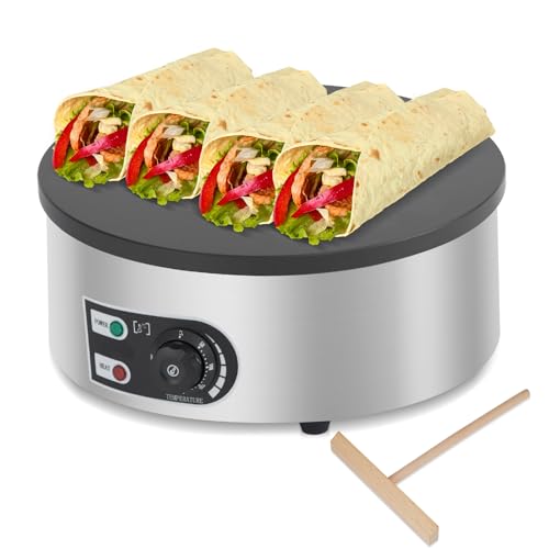 HarmoHaby 16" Commercial Electric Crepe Maker & Pancake Griddle, 1500W